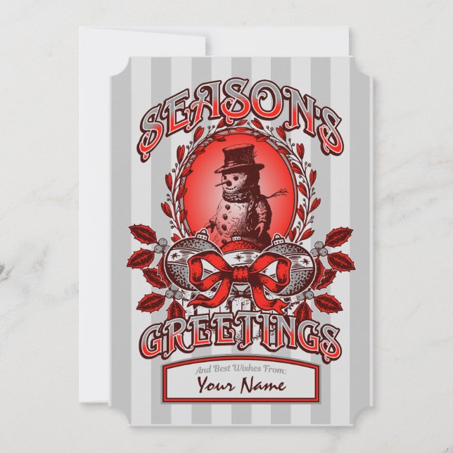 Cartão De Festividades Snowman Clássico Saudação de Canto de Tíquete de N (Frente)