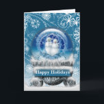 Cartão De Festividades Snowman Couple Christmas Snow Globe Custom<br><div class="desc">Snowman Couple Christmas Snow Globe Custom Greeting Card</div>