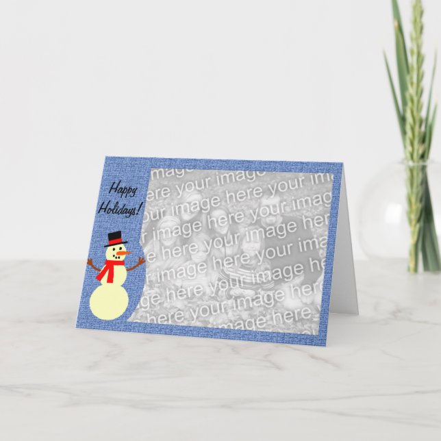 Cartão De Festividades Snowman custom photo card (Frente)