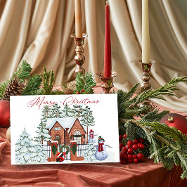 Cartão De Festividades Snowman Da Nossa Casa ao Seu Natal