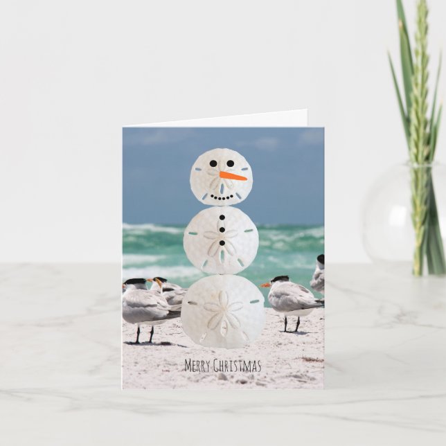 Cartão De Festividades Snowman de dólar de areia (Frente)
