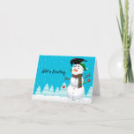 Cartão De Festividades Snowman e Raven Christmas<br><div class="desc">Snowman e Raven, Dentro de Vazio de cartão de Natal. Um corvo decorando um homem de neve com bolbos de Natal. Um cartão giro para aqueles que amam os corvos e os corvos. dentro de vazio para a sua mensagem pessoal e adicione uma mensagem de feriado à frente da placa,...</div>