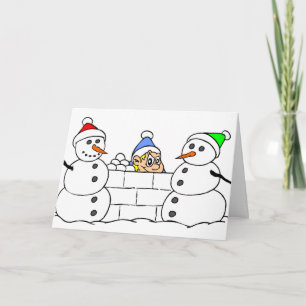Cartão De Festividades Snowman e Sneaky Boy