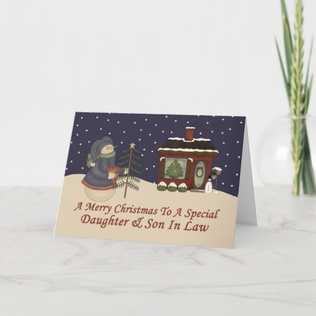 Cartão De Festividades Snowman É Um Filha E Filho Especiais Em Direito (Frente)