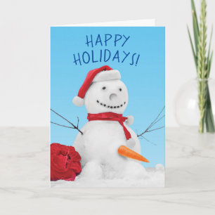 Cartão De Festividades Snowman Engraçado Com Cenoura Deslocada