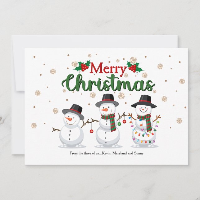 Cartão De Festividades Snowman Family Holiday Greeting Card (Frente)
