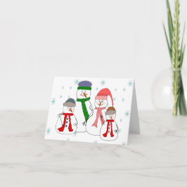 Cartão De Festividades Snowman Family Snowmen Crianças Neve Arte Imaginos
