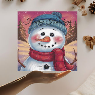 Cartão De Festividades Snowman Flat Holiday Card Frosty