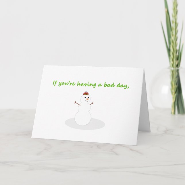 Cartão De Festividades Snowman funny get well Christmas card (Frente)