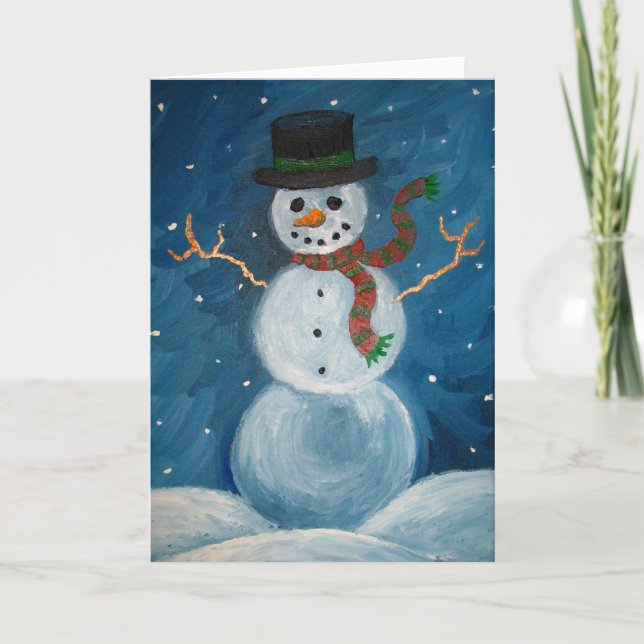 Cartão De Festividades Snowman Greeting Card (Frente)
