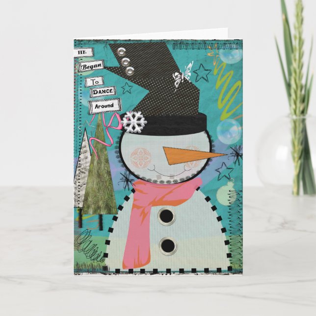 Cartão De Festividades Snowman Greeting Card 5x7 " He Began To Dance" (Frente)