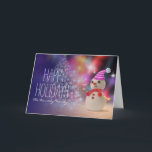 Cartão De Festividades Snowman Holding Glass<br><div class="desc">Snowman Holding Glass</div>