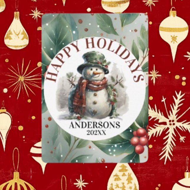 Cartão De Festividades Snowman Holiday Christmas Wish (Spread joy this holiday season with heartfelt Christmas wishes from Brett's Snowman.)