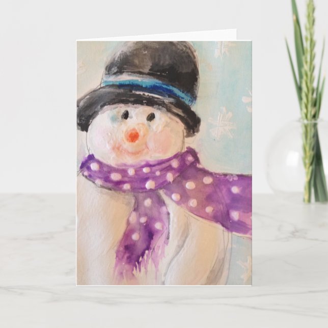Cartão De Festividades Snowman holiday Greeting Card (Frente)