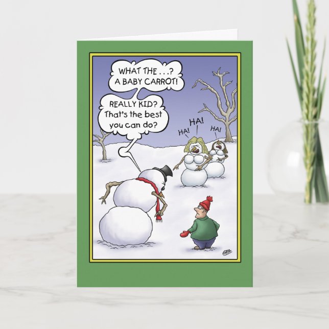 Cartão De Festividades Snowman Holiday Humor, Size Matters (Frente)