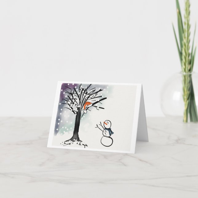 Cartão De Festividades Snowman holiday season greeting card, funny, cute (Frente)