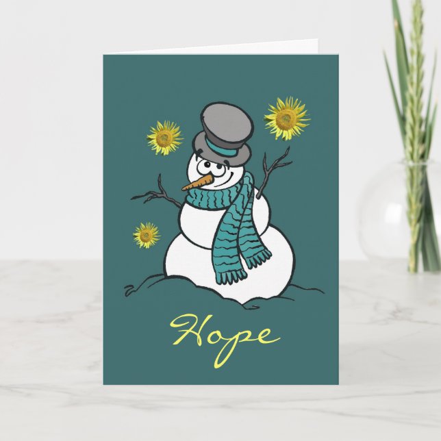 Cartão De Festividades Snowman Hope Greeting Card (Frente)