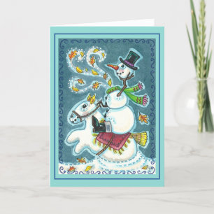 CARTÃO DE FESTIVIDADES SNOWMAN HORSÊMICO SEM CABEÇA, XMAS HALLOWEEN HUMOR