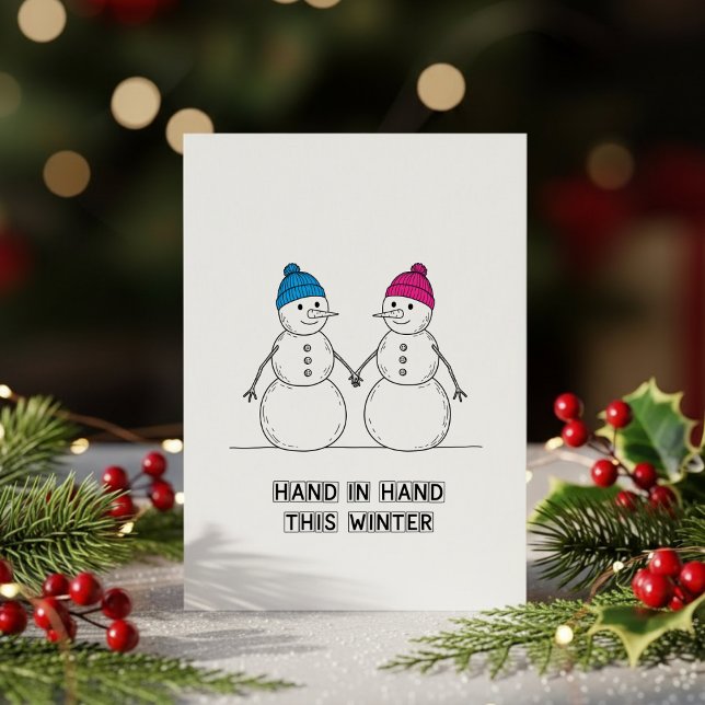 Cartão De Festividades Snowman Kiss Christmas Card – Cute Holiday Love  (Criador carregado)