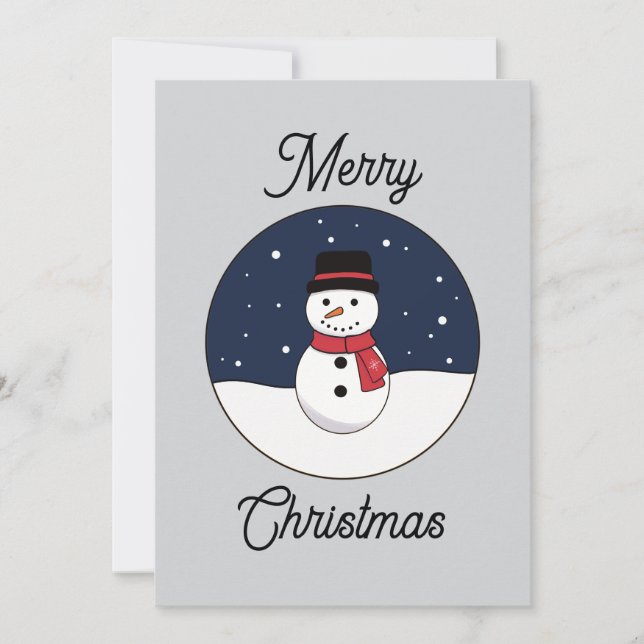 Cartão De Festividades Snowman Noite Feliz Natal (Frente)