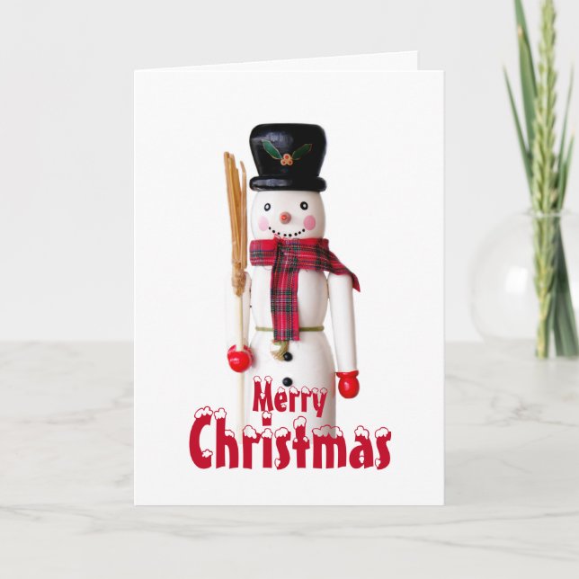 Cartão De Festividades Snowman Nutcracker - Texto Personalizado (Frente)