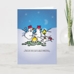 Cartão De Festividades Snowman office party Christmas card.<br><div class="desc">Snowmen celebrate Christmas at their annual office party. However,  one of the snowmen realises that having a barbecue was perhaps not a good idea,  as his colleague melts into the snow.</div>