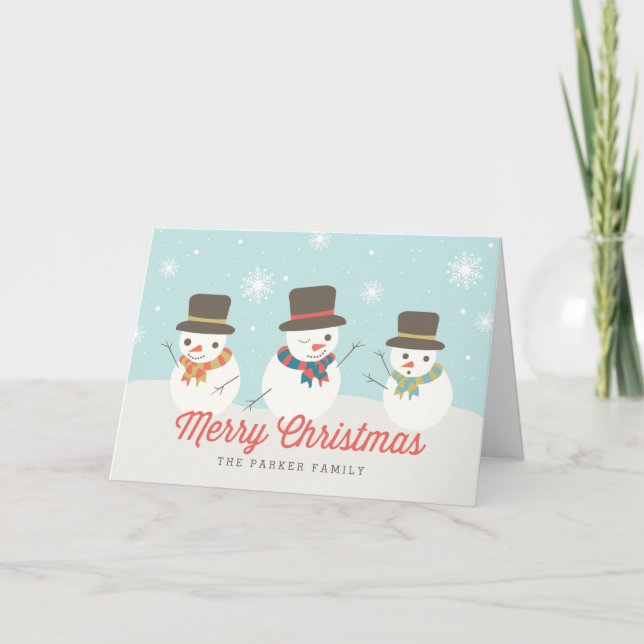 Cartão De Festividades Snowman Party Custom Holiday Greeting Cards (Frente)