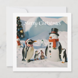 Cartão De Festividades Snowman & Penguin #3 Natal Personalizado Novidade