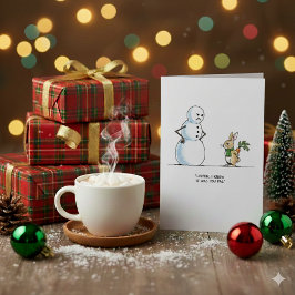 Cartão De Festividades Snowman Rabbit Mystery Funny Xmas Greeting