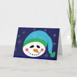 Cartão De Festividades Snowman Saudações<br><div class="desc">Um bonitão sobe este cartão de natal,  manda um para todos os seus amigos e família!</div>