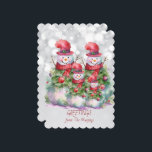 Cartão De Festividades Snowman Saudações da Família Nome<br><div class="desc">Uma adorável família animada de bonitos bonitos bonitos,  quatro com acessórios vermelhos e verdes e uma GREETINGS da família NAME</div>