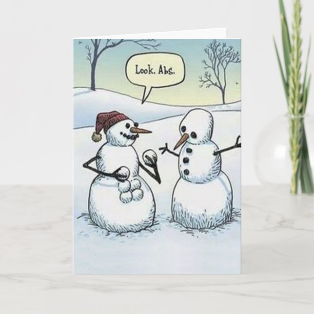 Cartão De Festividades Snowman Six Pack Abs Greeting Card (Frente)