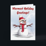 Cartão De Festividades Snowman Smiles<br><div class="desc">Beautifully designed both inside and out. A lovely card to send to anyone for the holidays. This card is truly eye catching!Lovely greeting inside which is removable for blank card or change it to reflect your personal greeting!</div>