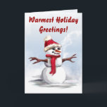 Cartão De Festividades Snowman Smiles<br><div class="desc">Beautifully designed both inside and out. A lovely card to send to anyone for the holidays. This card is truly eye catching!Lovely greeting inside which is removable for blank card or change it to reflect your personal greeting!</div>