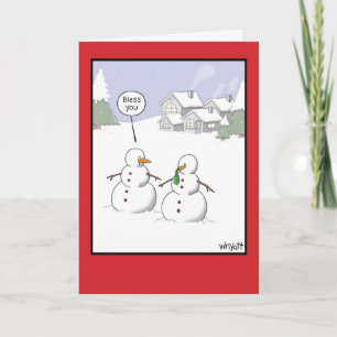 Cartão De Festividades Snowman Sneeze Christmas Humor Greeting Card