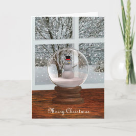 Cartão De Festividades Snowman Snow Globe