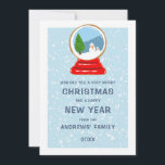 Cartão De Festividades Snowman Snow Globe Cookie Ilustração Natal<br><div class="desc">Este adorável e moderno cartão de cartões de natal de Natal é excelente para o feriado. Ele apresenta uma ilustração feita com biscoito de neve desenhado manualmente em vermelho, azul e verde sobre um fundo azul pastel com flocos de neve brancos a cair no verso são flocos de neve semelhantes...</div>