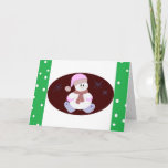 Cartão De Festividades Snowman Sorridente<br><div class="desc">Um mocinho sorridente com bordas de bolinhas.</div>