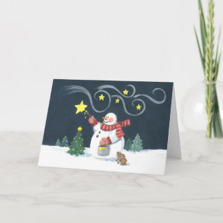 Cartão De Festividades Snowman Star Painter