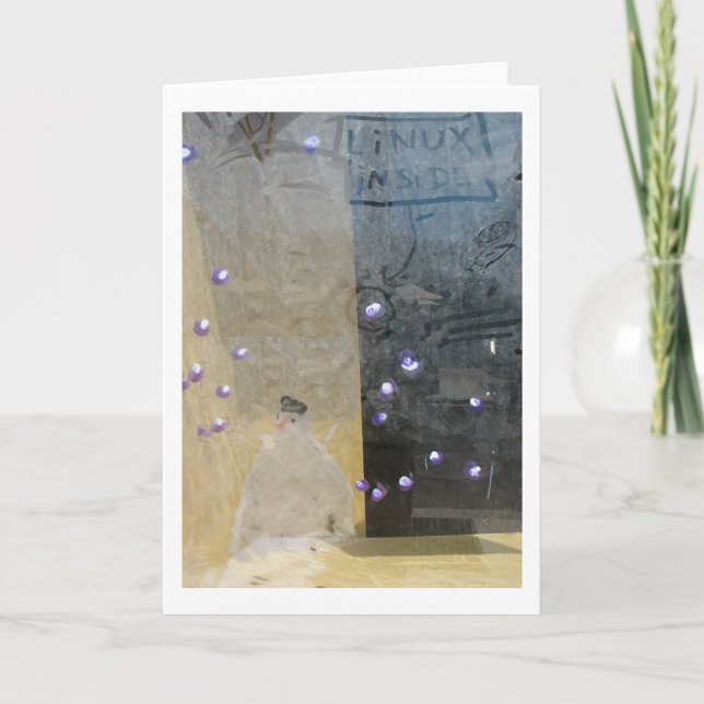 Cartão De Festividades snowman through a window (Frente)