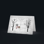 Cartão De Festividades Snowman View-Window - Christmas - Secret Pal<br><div class="desc">View of snowman outside of old window pane while it is snowing. See other categories with same image</div>