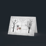Cartão De Festividades Snowman View-Window - Christmas - Secret Pal<br><div class="desc">View of snowman outside of old window pane while it is snowing. See other categories with same image</div>