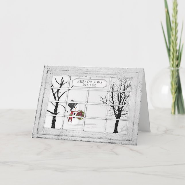 Cartão De Festividades Snowman View-Window - Christmas - Secret Pal (Frente)