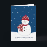 Cartão De Festividades Snowman Warmest Wishes Christmas Holiday Greeting<br><div class="desc">See more "customize it" Christmas holiday cards at Zigglets* here at Zazzle. There's a direct link below.</div>