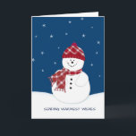 Cartão De Festividades Snowman Warmest Wishes Christmas Holiday Greeting<br><div class="desc">See more "customize it" Christmas holiday cards at Zigglets* here at Zazzle. There's a direct link below.</div>