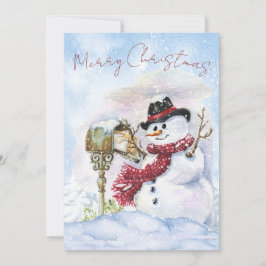 Cartão De Festividades Snowman Watercolor Winter Christmas