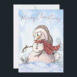 Cartão De Festividades Snowman Watercolor Winter Christmas<br><div class="desc">Snowman Watercolor Winter Christmas</div>