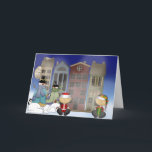 Cartão De Festividades Snowman Welcome<br><div class="desc">Um design divertido para todos no Natal é o meu design de "Boas-vindas a Neve". A design apresenta os elfos e os bonecos de neve fora das casas de suas cidades acolhendo todos. O design foi criado pelo Sketchart26 usando trabalho de arte por Trina Clark & Digi Web Studio (www.digiwebstudio.com)...</div>