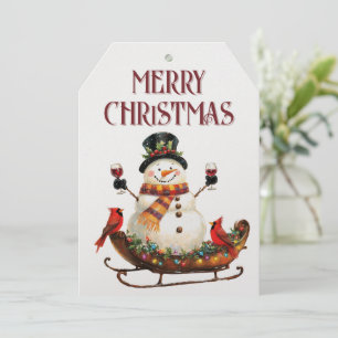 Cartão De Festividades Snowman Wine Winter Christmas