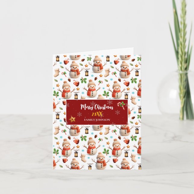 Cartão De Festividades Snowman Winter Holiday - Merry Christmas (Frente)